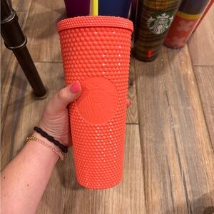 Starbucks Bright Coral Studded Tumbler